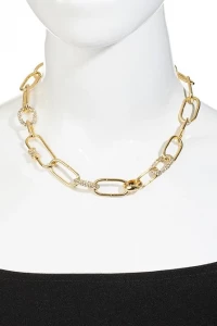Oval Chain Link Rhinestone Necklace (MOre Colors) product
