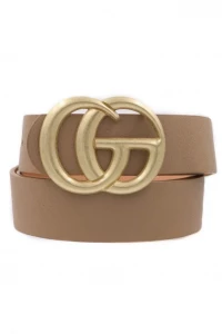 Double Metal Ring Buckle Belt-Taupe product