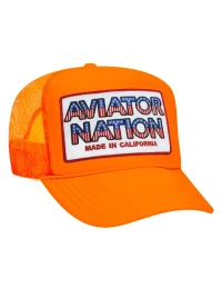 Aviator Nation Patriotic Patch Vintage Low Rise Trucker in Neon Orange product