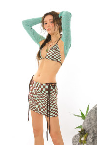 Checkered Triangle Top and Bottoms Bikini product