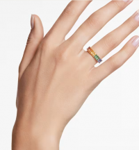 Matrix ring Baguette cut, Multicolored, Gold-tone plated product