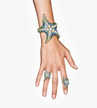 Idyllia cocktail ring Crystal pearls, Starfish, Multicolored, Gold-tone plated product