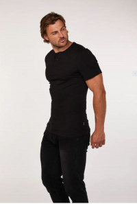 Black Short Sleeve Tapered Fit Henley product