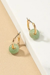 Precious Stone Huggie Hoop Earrings - 4 Colors product