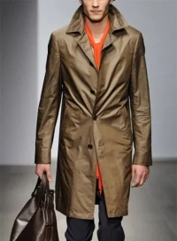MEN’S BROWN LEATHER LONG COAT product