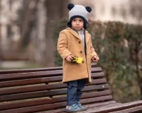 Baby boys wool coat with removable fur collar product