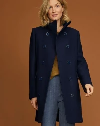 Navy Blue Wool Long Coat product