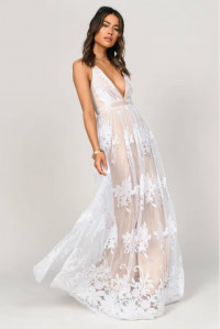 ANALISE WHITE PLUNGING FLORAL MAXI DRESS product