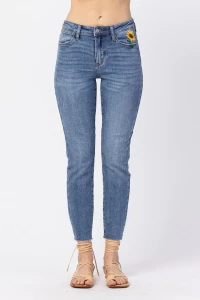 Judy Blue Sunflower Embroidered Straight Fit Jeans product