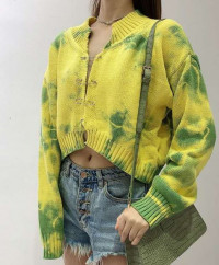 Blackpink Jisoo-inspired Yellow and Green Cardigan Sweater product