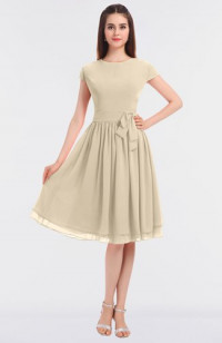 Novelle Peach Antique Jewel Short Sleeve Knee Length Flower Bridesmaid Dresses product