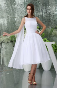 White Elegant Hall Baby Doll Sleeveless Zip up Chiffon Bridal Gowns product