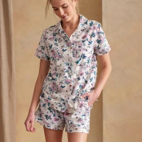 Short-Sleeved Button Up Pajama Top in Knit Cotton/Spandex product