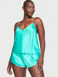 VICTORIA'S SECRET Satin Draped Pearl Strap Open-Back Cami & Shorts Set product