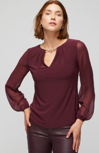 Notch Neck Woven Sleeve Top product