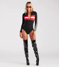 Racer Babe Striped And Checkered Bodysuit product