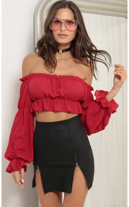 Wild Thoughts Off the Shoulder Top in Red
