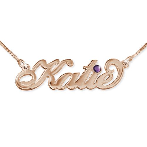 Rose Gold Plated Silver Birthstone Name Necklace