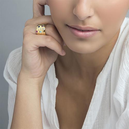 Five Stone Mothers Ring with Gold Plating