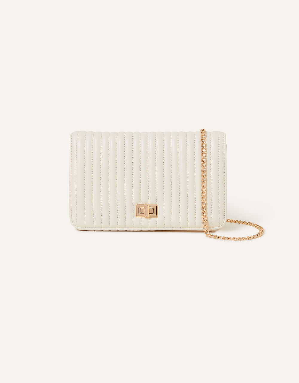 QUILTED CHAIN SHOULDER BAG CREAM