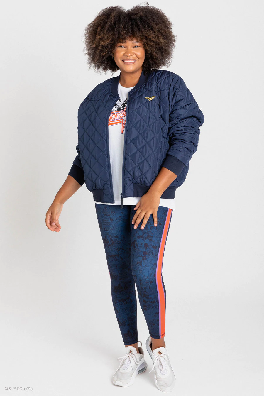 Quilted Bomber - WONDER WOMAN Navy