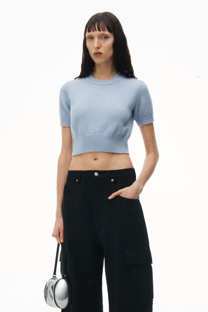 exclusive short sleeve cropped pullover