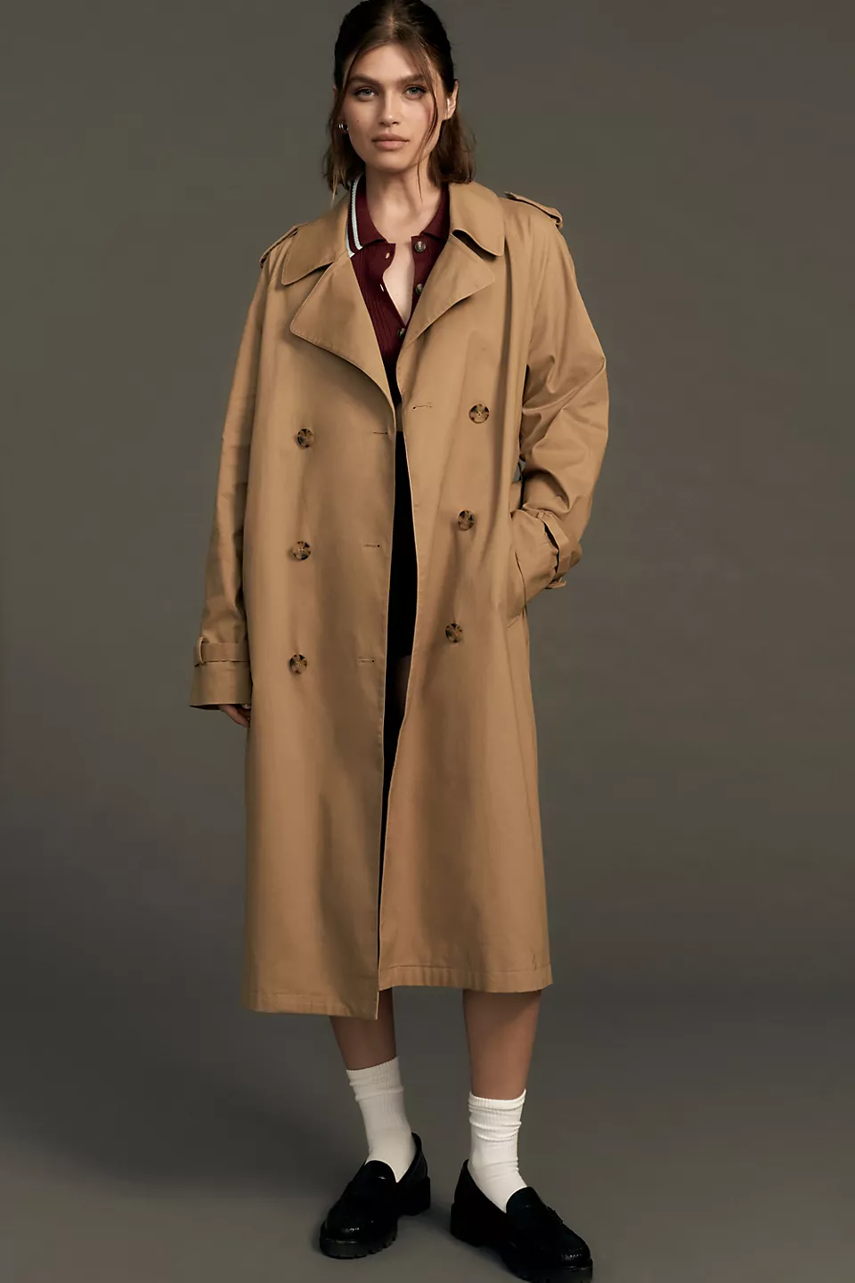 Good American Double-Breasted Trench Coat