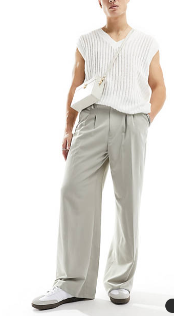 COLLUSION relaxed tailored pants in stone