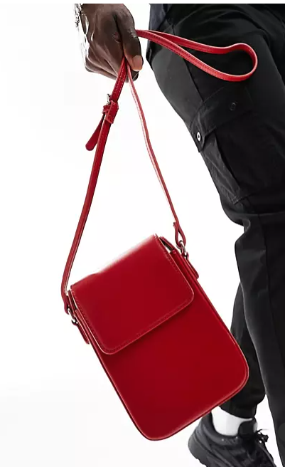 ASOS DESIGN faux leather cross body bag in red