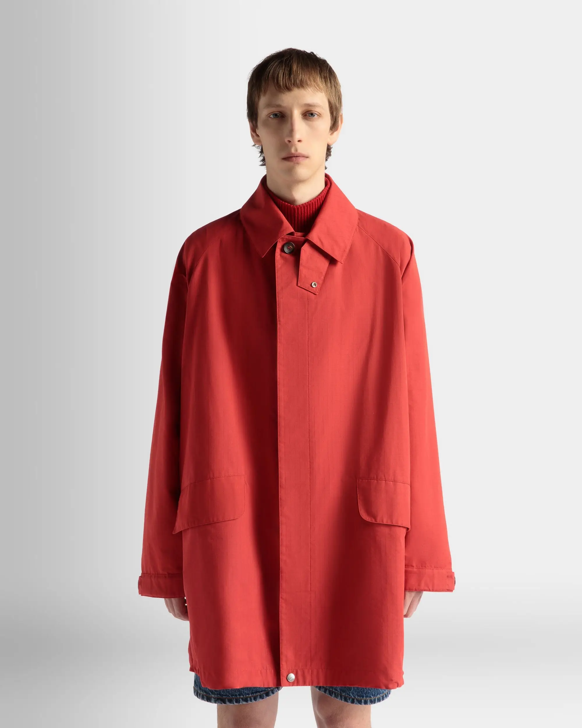 Coat in Candy Red Nylon