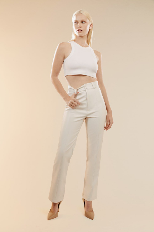 CLEO VEGAN LEATHER PANT IN IVORY