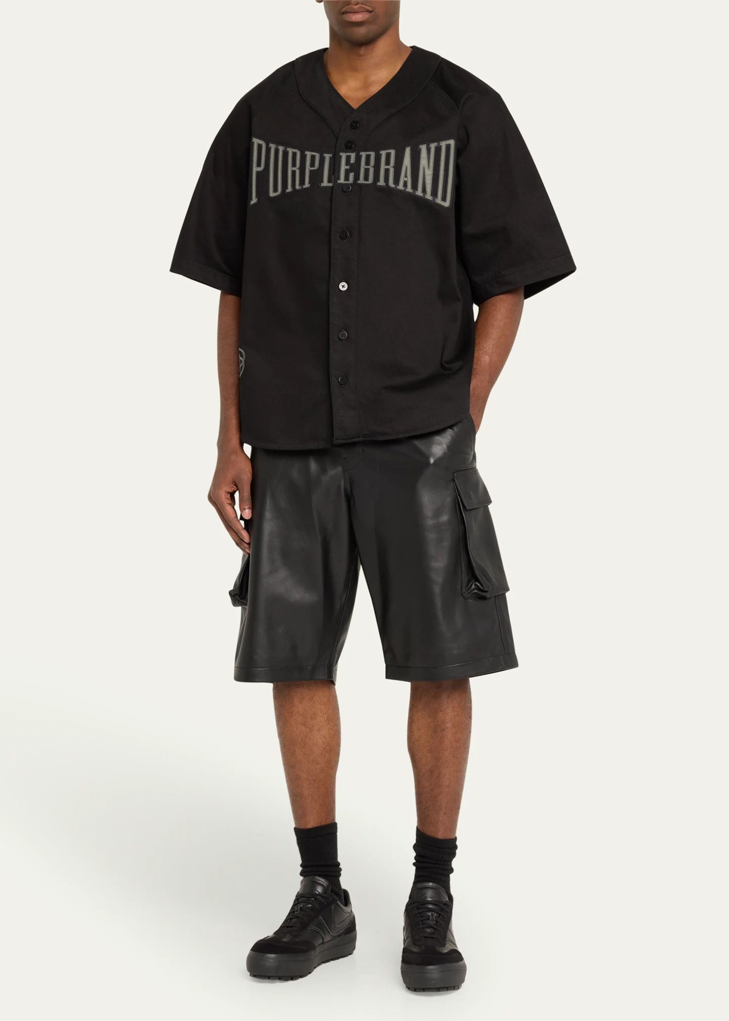 PURPLE Men's Leather Cargo Shorts