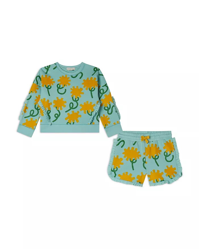 Stella McCartney Girls' Sunflower Sweatshirt & Shorts Set - Little Kid