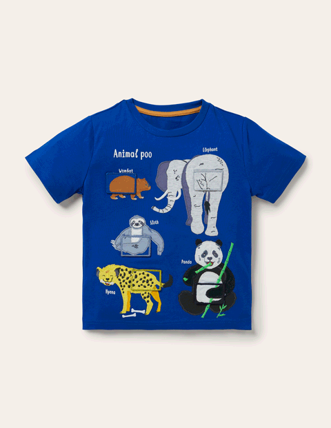 Educational Flap T-shirt Brilliant Blue Animals