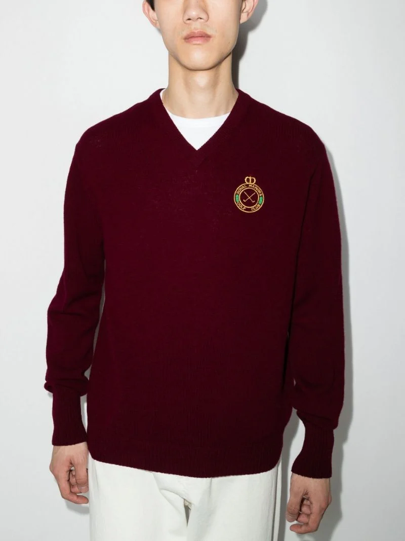 Manors Golf Logo Embroidered Wool Sweater