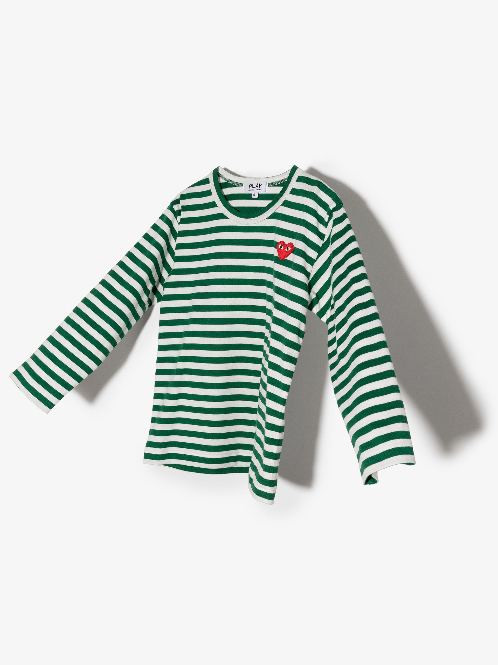 COMME DES GARCONS PLAY KIDS Heart Logo Embroidered Striped Cotton T-Shirt