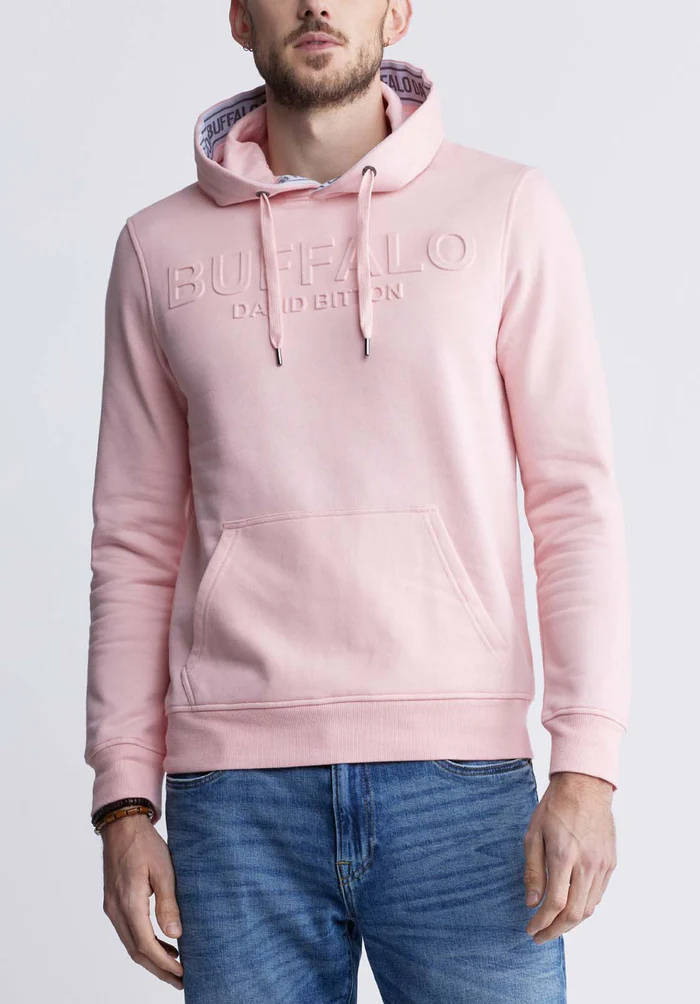 Fadol Men's Fleece Hoodie in Shell Pink - BPM13610V
