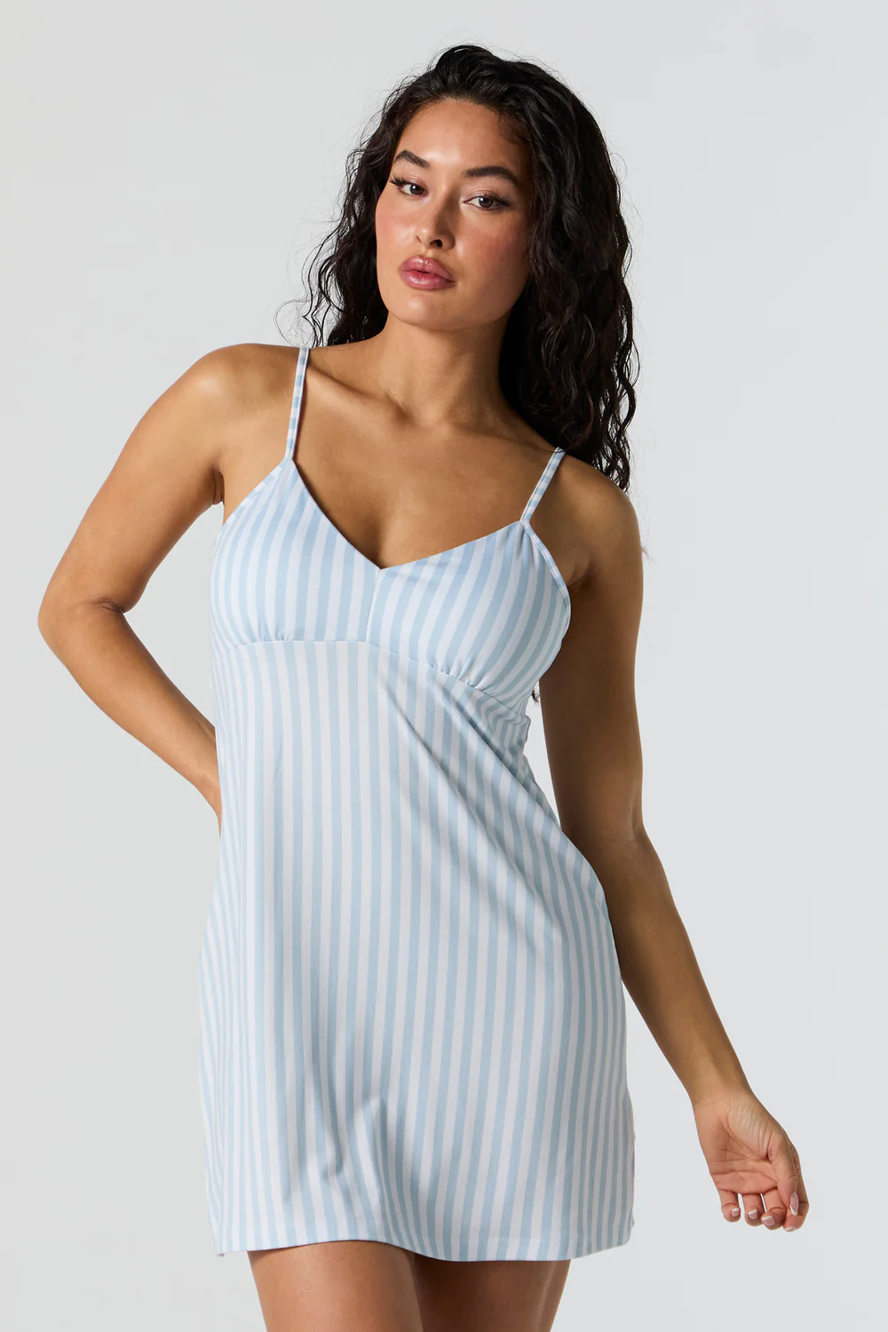 Striped V-Neck Pajama Dress