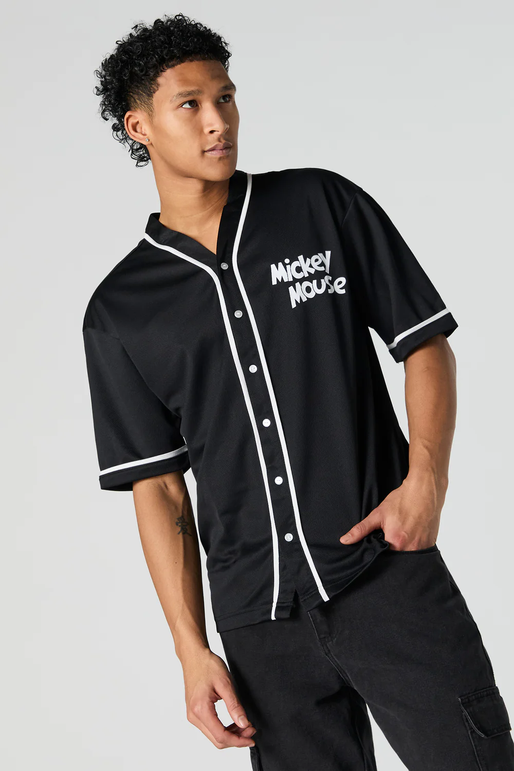 Mickey Mouse Graphic Button-Up Jersey