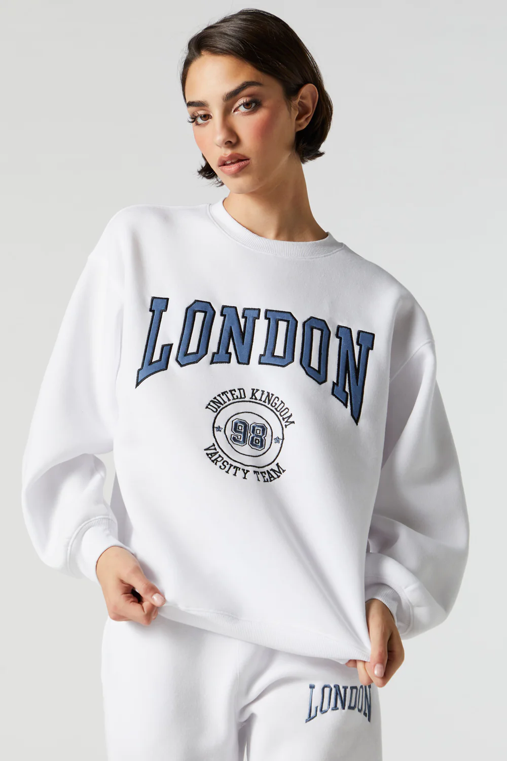 Chenille Embroidered London Fleece Sweatshirt