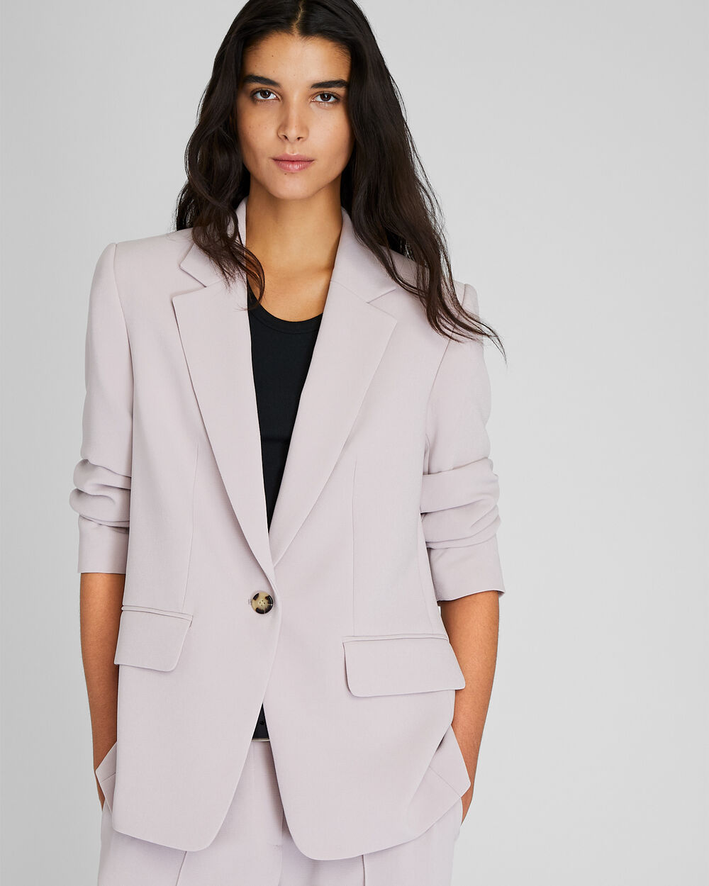Relaxed Single Breasted Crepe Blazer