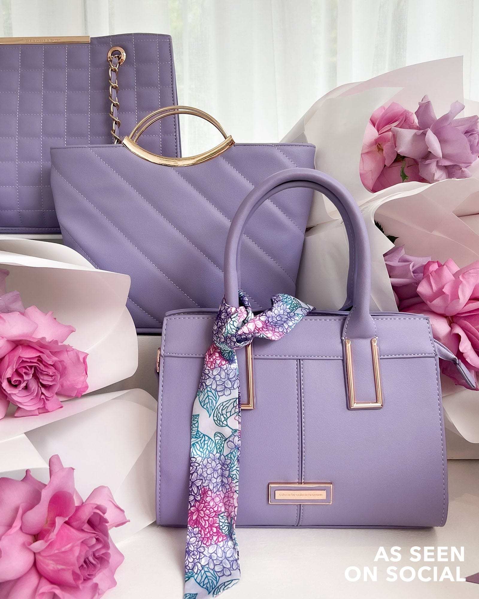 Purple Jessie Diag Quilt Clutch Bag