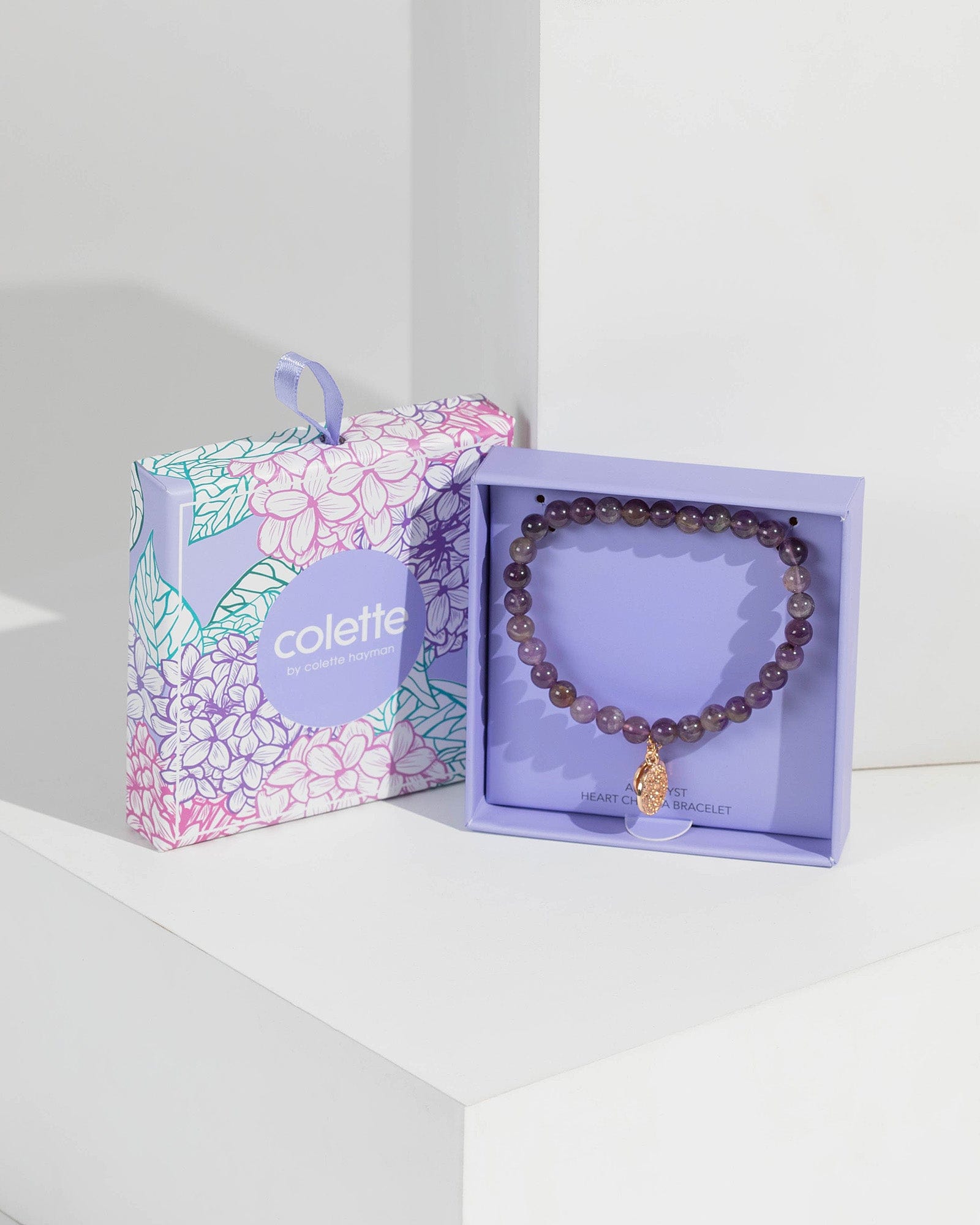 Purple Crystal Heart Chakra Bracelet