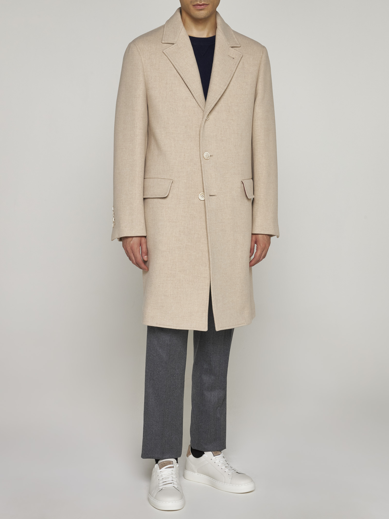 BRUNELLO CUCINELLI Wool and cashmere single-breasted coat