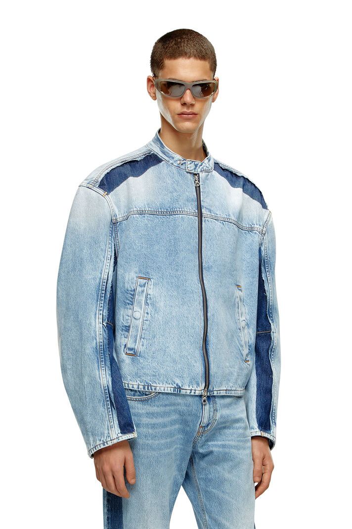 D-Marge-S1 Zipped jacket in two-tone denim