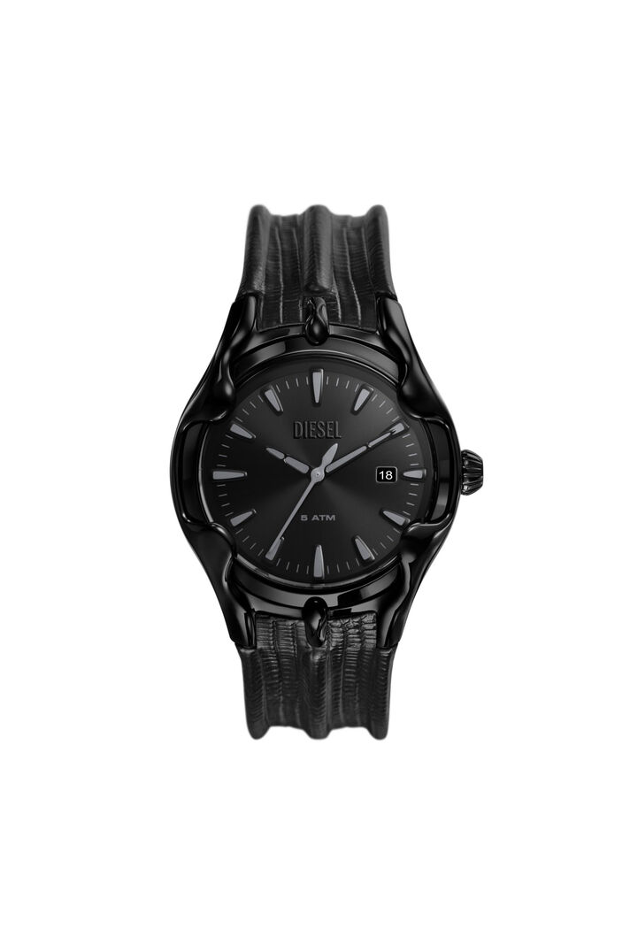 Dz2193 Vert three-hand date black leather watch