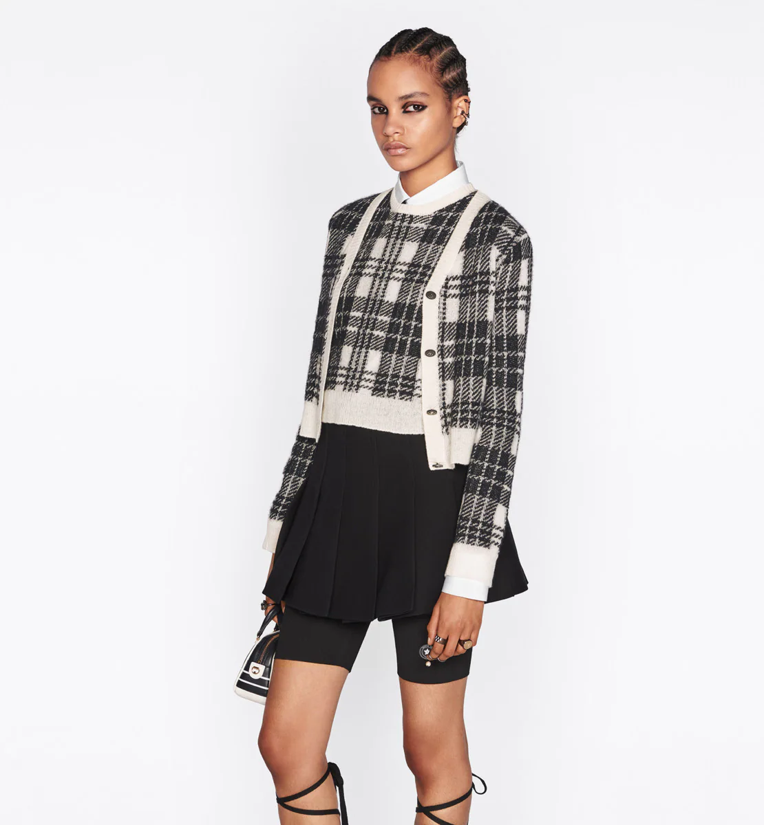 CARDIGAN Black and White Check'n'Dior Pop Wool, Mohair and Cashmere