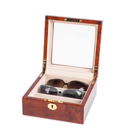 Luxury Wooden Travel sunglasses box glossy burlywood