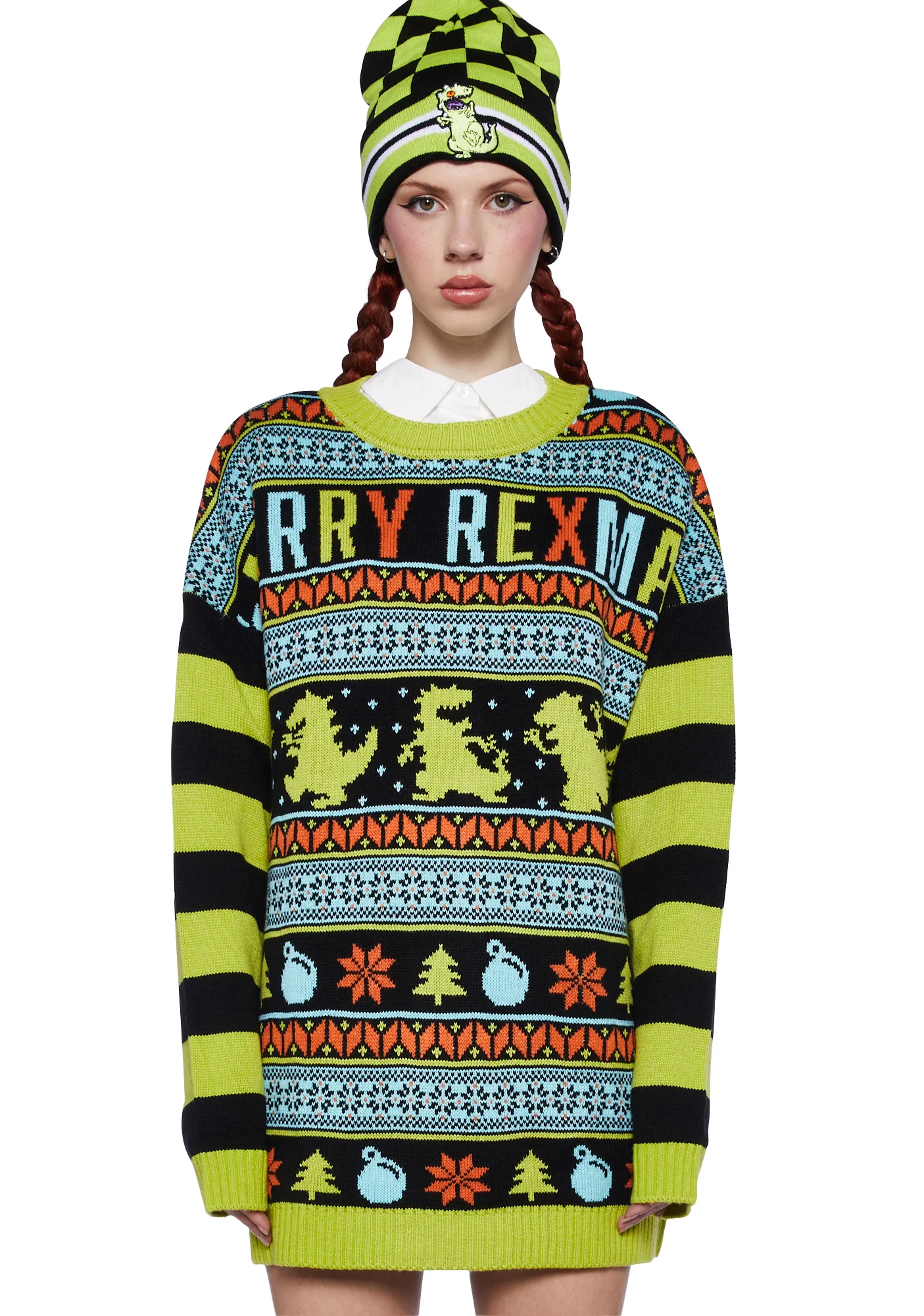 Dolls Kill x Rugrats Cheerful Rex Knit Sweater