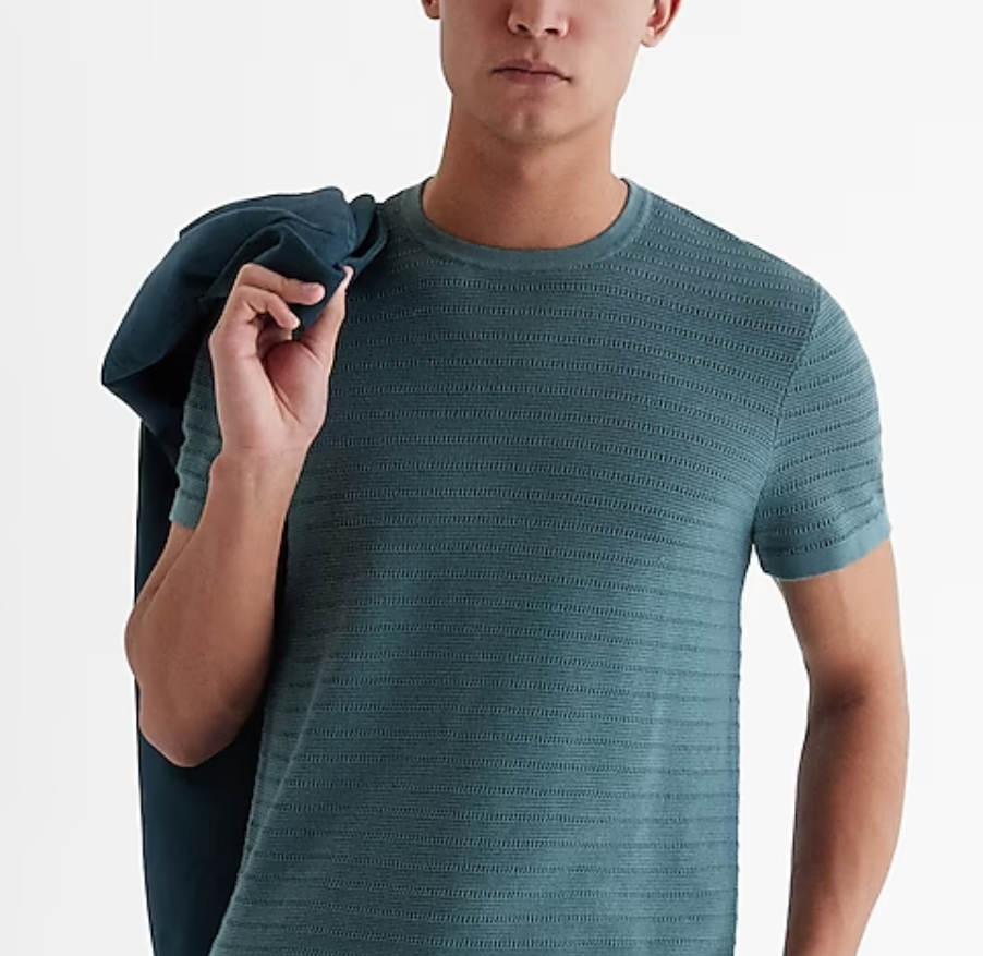 Pointelle Cotton-Blend Short Sleeve Sweater